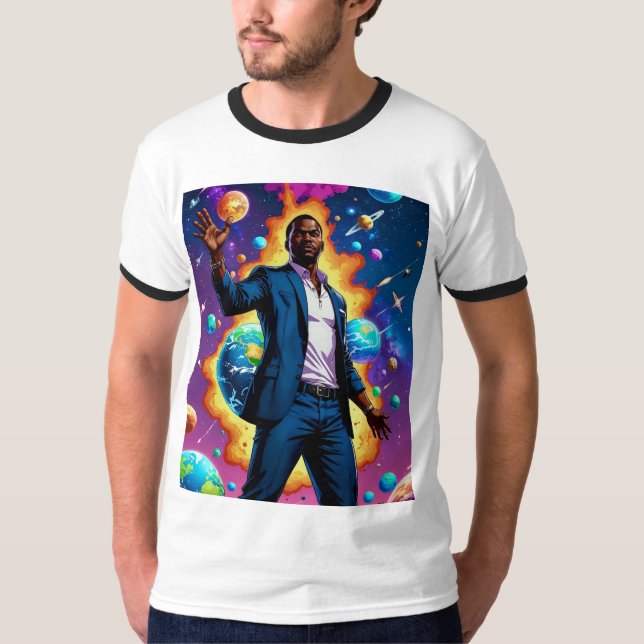 Galactic Power Afro Futurism Cosmic Tshirt (Front)