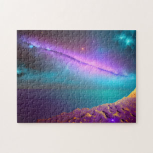Galactic Purple Comet Shoots Over Fantasy Planet Jigsaw Puzzle