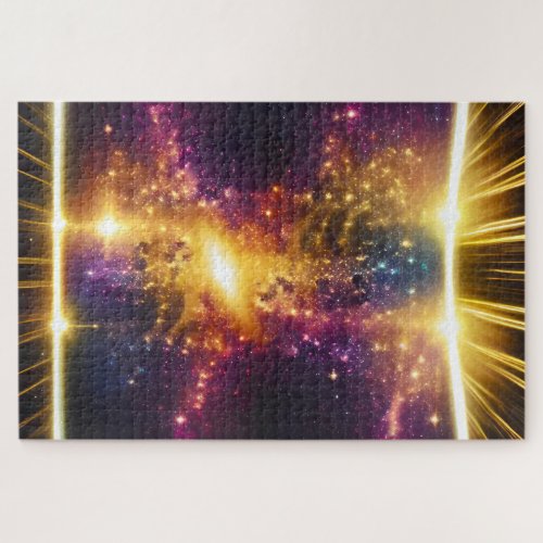 Galactic Purple Pink Blue Shining Star Dimensions Jigsaw Puzzle