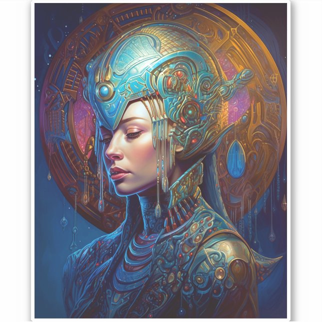 Galactic Queen Science Fiction Fantasy Art Sticker (Front)