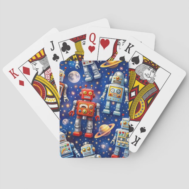 Galactic robot exploration, cosmic art poker cards (Back)