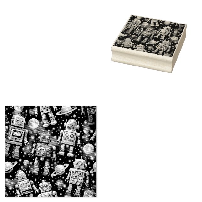 Galactic robot exploration cosmic rubber stamp (Stamped)