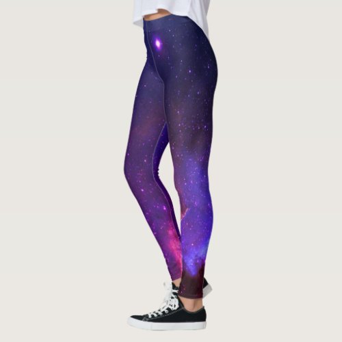 Galactic Royal Purple and Hot Pink Nebula Space Leggings