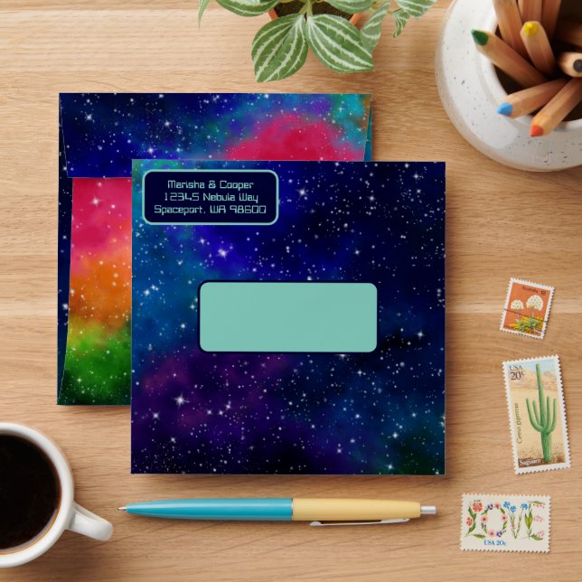 Galactic Sci-Fi Wedding Envelopes (Desk)