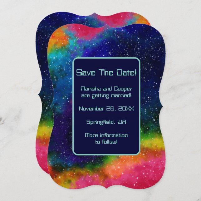 Galactic Sci-Fi Wedding Save The Date (Front/Back)