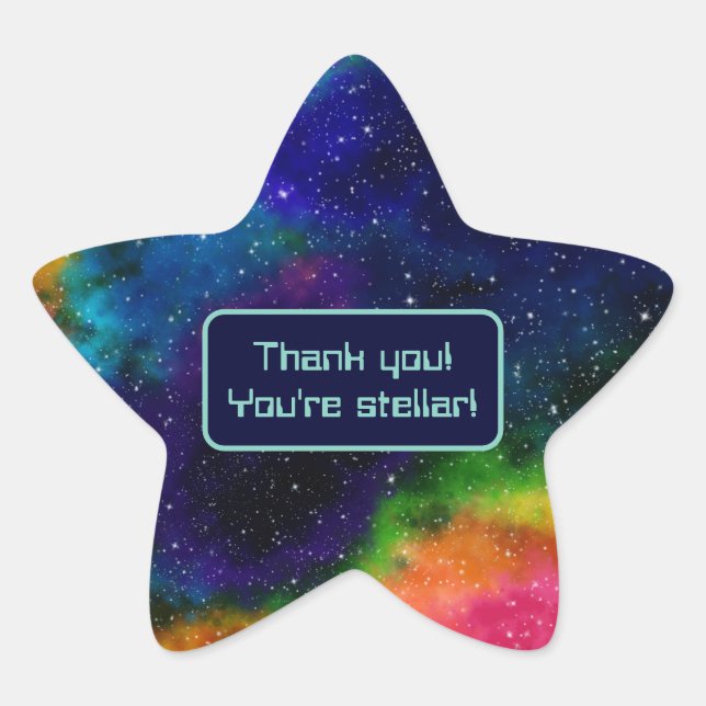 Galactic Sci-Fi Wedding Thank-You Stickers (Front)
