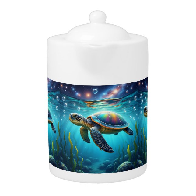 Galactic Sea Turtle Teapot (Front)