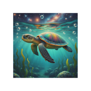 Galactic Sea Turtle Wood Wall Art