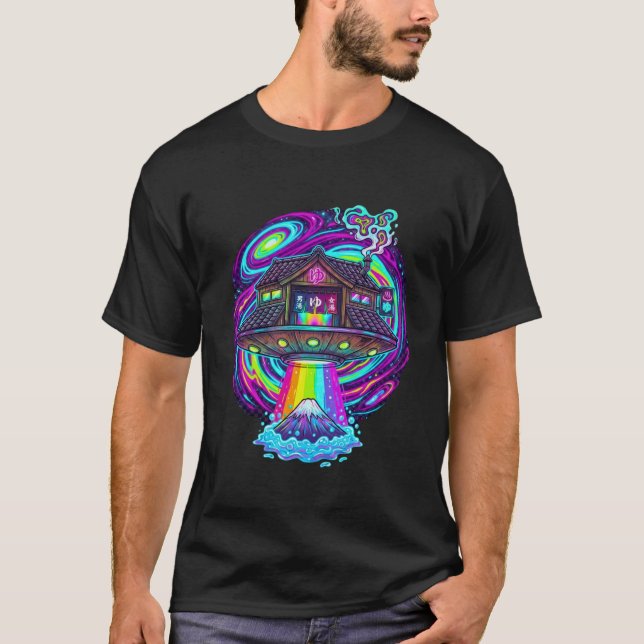 Galactic Sento UFO: Psychedelic Japanese Bathhouse T-Shirt (Front)