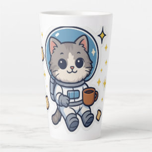 "Galactic Sips – Space Cat Tea Break" Latte Mug