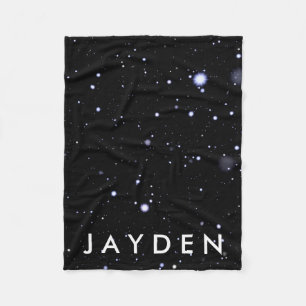 Galactic Space & Stars Pattern w/ Name Fleece Blanket