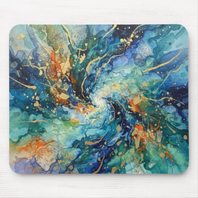 Galactic Swirl / Fluid Ink Abstract Mouse Pad (Front)