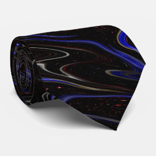 "Galactic Swirl: The Blue and Black Space Marble" Neck Tie