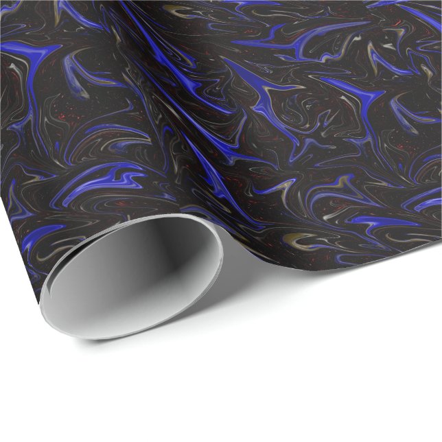 "Galactic Swirl: The Blue and Black Space Marble" Wrapping Paper (Roll Corner)