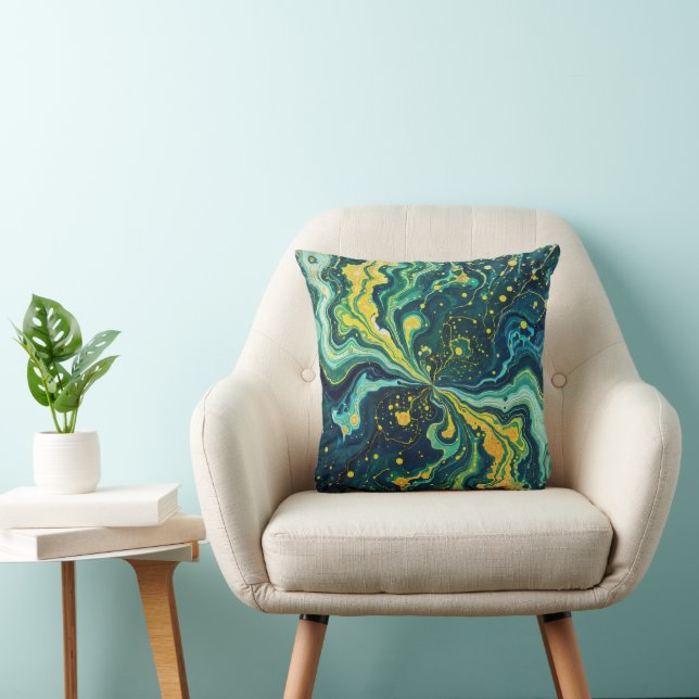 Galactic Swirls in Vivid Colors 1 Throw Pillow (Chair)