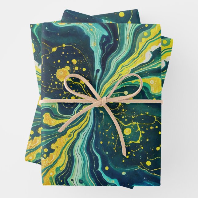 Galactic Swirls in Vivid Colors 1 Wrapping Paper Sheets (In situ)