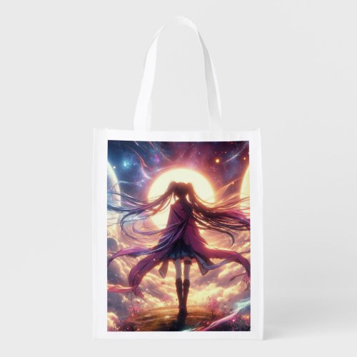 Galactic Twilight Whispers of the Cosmos Grocery Bag