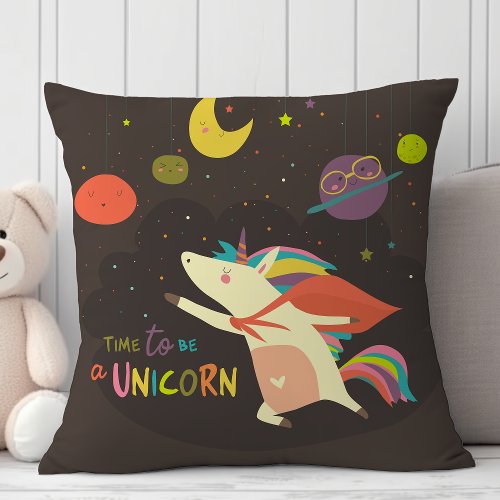 Galactic Unicorn Dreams Throw Pillow