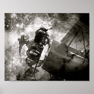 Galactic War B&W Airplane Poster
