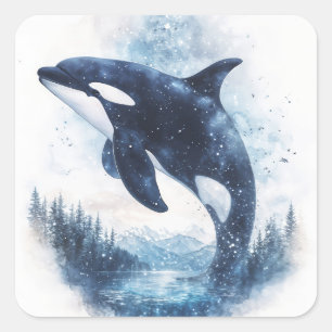 Galactic Whale Soaring Through the Sky Square Sticker