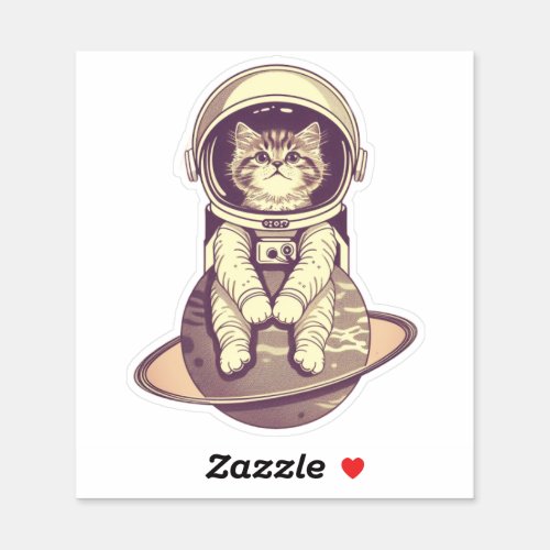 Galactic Whiskers Astronaut Cats Serene Realm Sticker