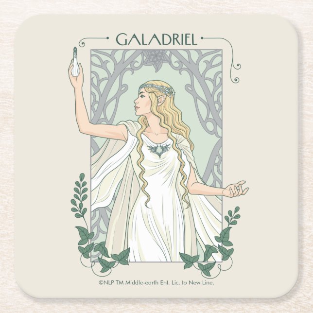 Galadriel Light of Valinor Graphic Square Paper Coaster (Front)