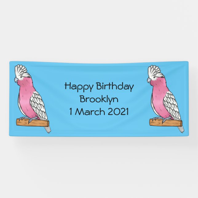 Galah bird cartoon illustration  banner (Horizontal)