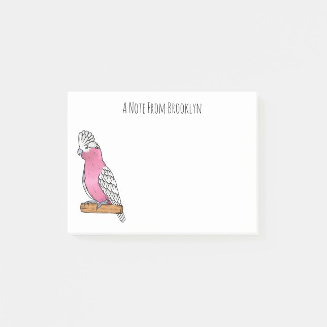 Galah bird cartoon illustration post-it notes (Front)