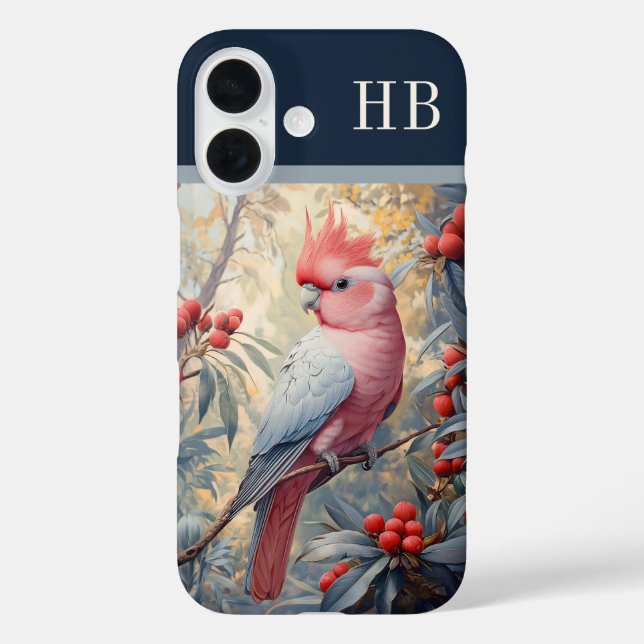 Galah Cockatoo Parrot Monogram Personalized Case-Mate iPhone Case (Back)