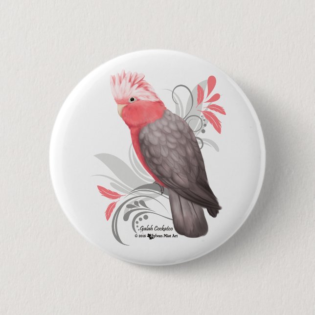 Galah Cockatoo Pinback Button (Front)