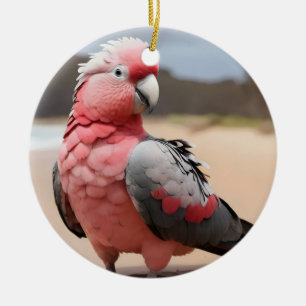Galah standing on beach ceramic ornament