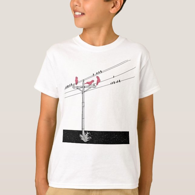 Galahs on power pole T-Shirt (Front)