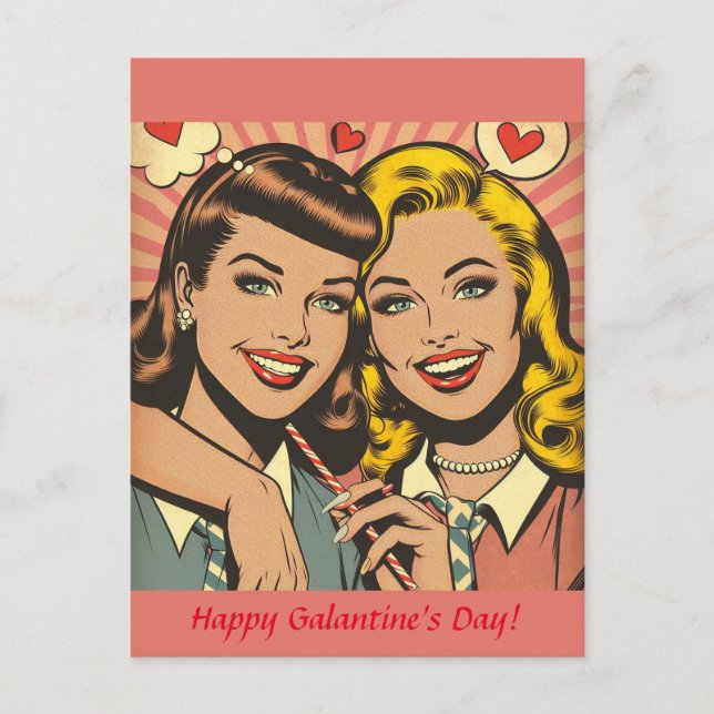 Galantine's Valentine Pulp art Postcard (Front)