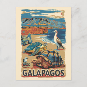 Galapagos Animals Travel Art Vintage Postcard