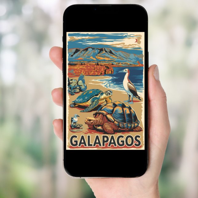 Galapagos Animals Travel Art Vintage Poster (Front Digital)