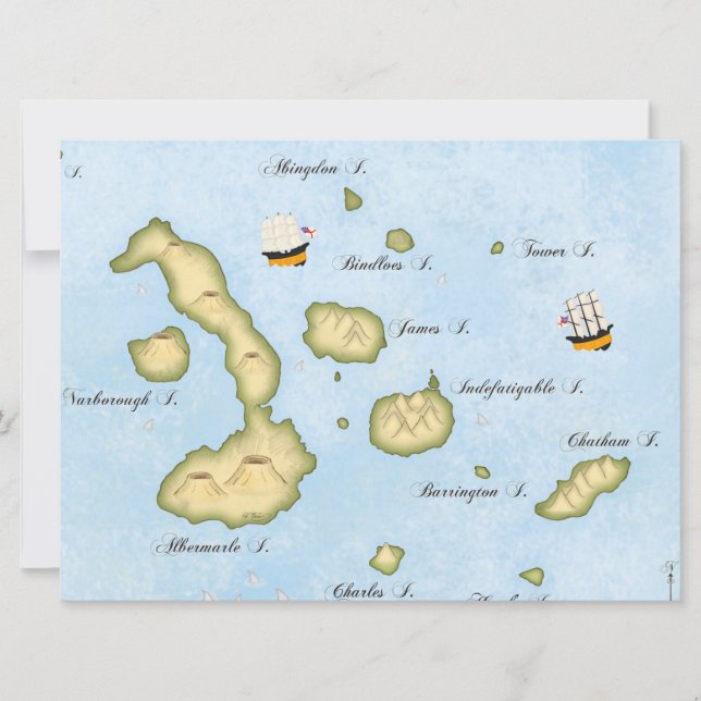 Galapagos Archipelago Map Tropical Islands Custom (Front)
