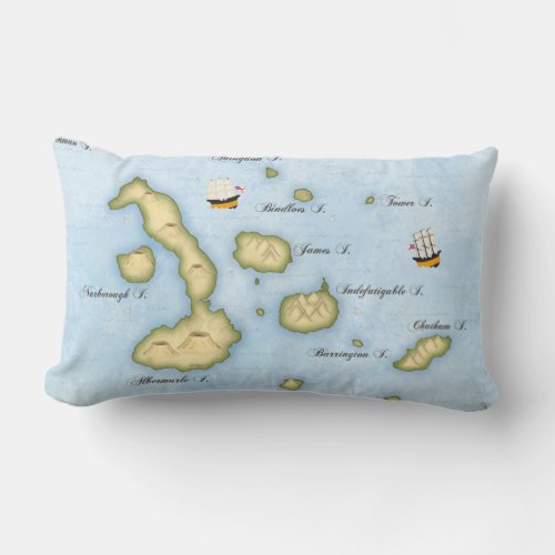 Galapagos Archipelago Map Tropical Islands Maritim Lumbar Pillow