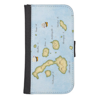 Galapagos Archipelago Map With British Ships Galaxy S4 Wallet Case