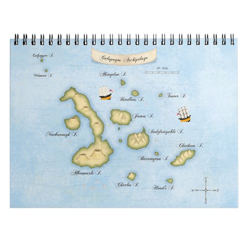 Galapagos Archipelago Nautical Map With Ships Notebook