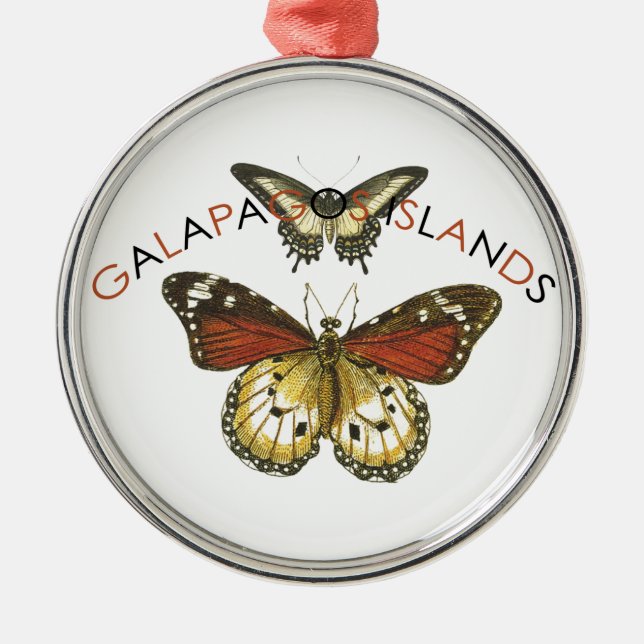 Galapagos Islands Butterfly Metal Ornament (Front)