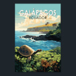 Galapagos Islands Giant Tortoise Travel Art Retro Poster<br><div class="desc">Galápagos Islands in a vector art style. The Galápagos Islands is a volcanic archipelago in the Pacific Ocean. It's considered one of the world's foremost destinations for wildlife-viewing.</div>