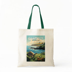 Galapagos Islands Giant Tortoise Travel Art Retro Tote Bag