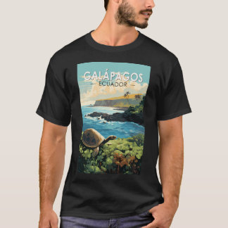 Galapagos Islands Giant Tortoise Travel Art T-Shirt