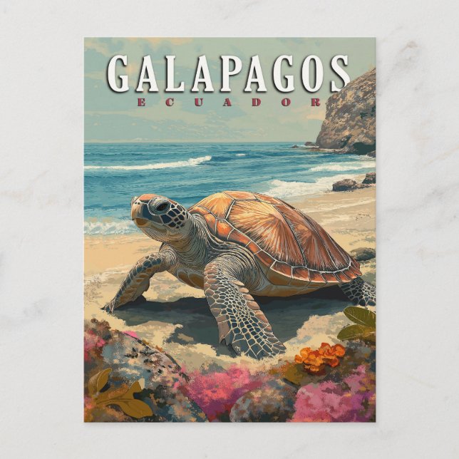 Galapagos Islands Giant Tortoise Travel  Holiday Postcard (Front)