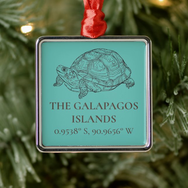 Galapagos Islands Latitude & Longitude  Metal Ornament (Tree)