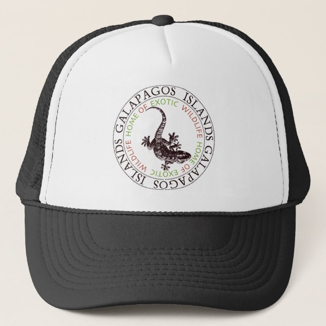 Galapagos Islands Lizard Souvenir Trucker Hat (Front)