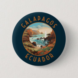 Galapagos Islands Retro Distressed Circle Button