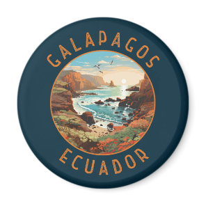 Galapagos Islands Retro Distressed Circle Magnet