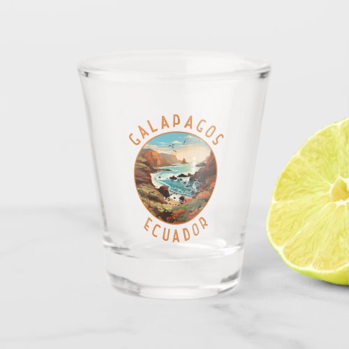 Galapagos Islands Retro Distressed Circle Shot Glass