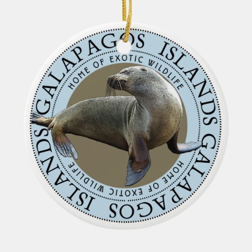 Galapagos Islands Sea Lion Christmas Ceramic Ornament